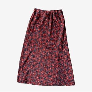 Halogen Red and Black Floral Midimaxi Skirt